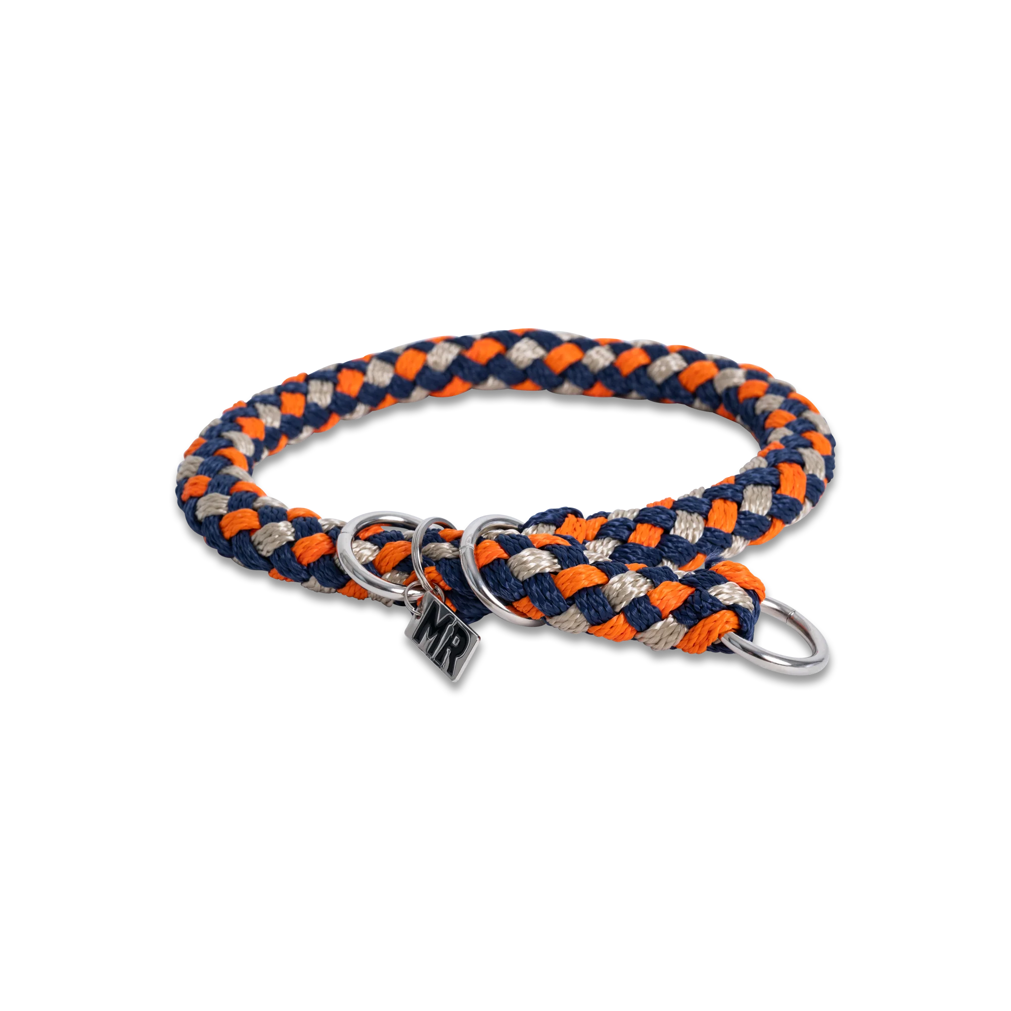 Hundehalsband Tauwerk Dunkelblau-Orange - Image 3